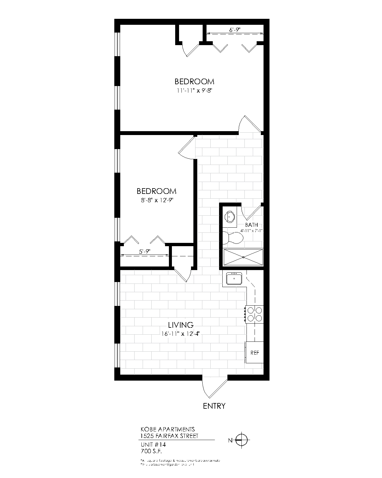 2 Bedroom, 1 Bathroom
