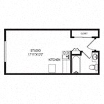 Studio floor plan | Duet on Wilcox Apartments in Los Angelos, CA