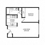 1 bedroom floor plan | Duet on Wilcox Apartments in Los Angelos, CA
