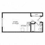 1 bedroom floor plan | Duet on Wilcox Apartments in Los Angelos, CA