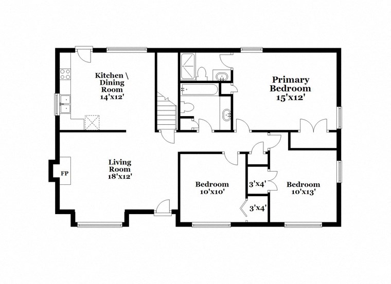 a floor plan of a house with a combination of bedrooms and baths