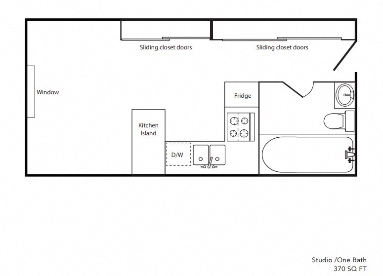 Studio floor plan | Duet on Wilcox Apartments in Los Angelos, CA  at Duet on Wilcox, Los Angeles