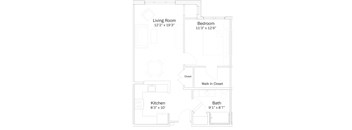 a floor plan of a small house with a bedroom and a living room