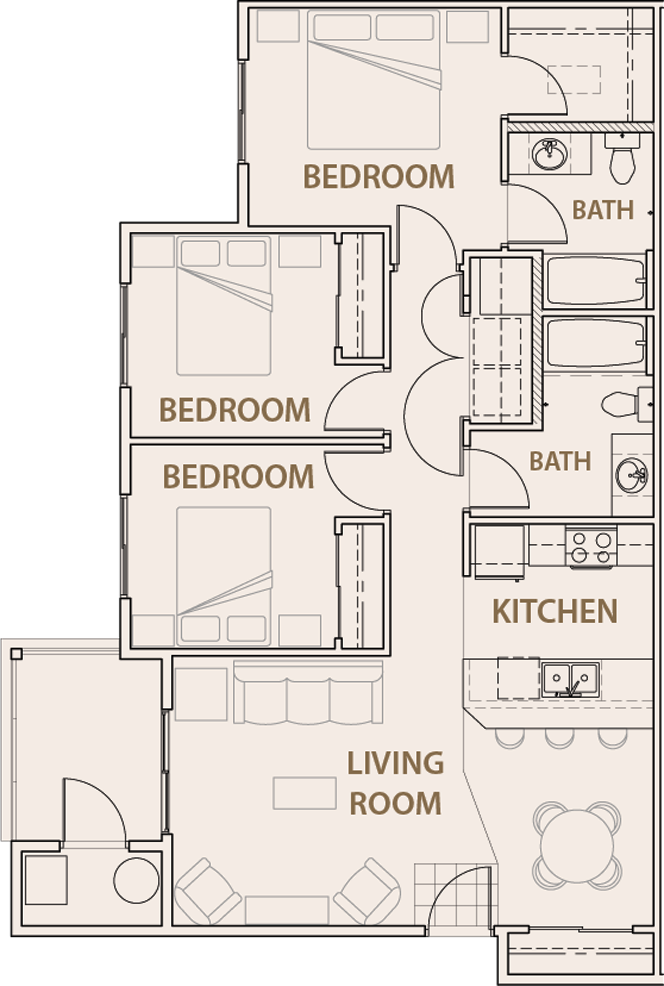 Copper Stone Apts l 3 Bedroom 3 Bedroom floor plan Apartments for rent in Lafayette CO Copper Stone Apts