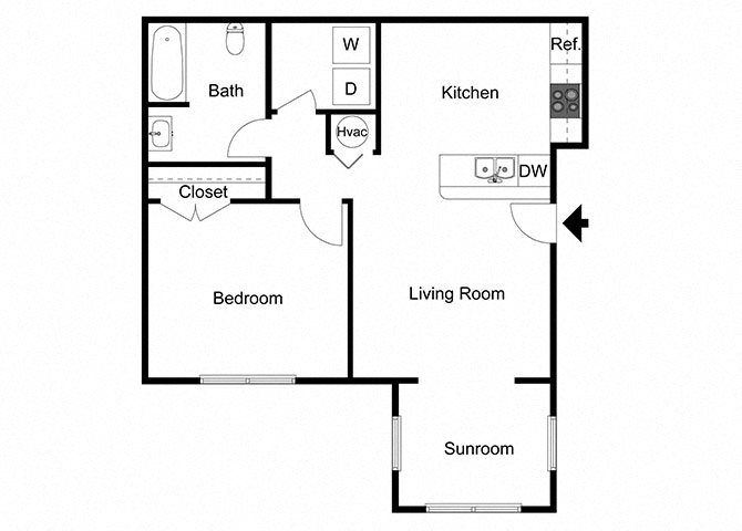 One Bedroom 2-D Floor Plan One Bedroom 2-D Floor Plan