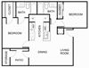 2 Bedroom 2 Bathroom B2 floorplan at Forest Creek Apartments in Houston, TX