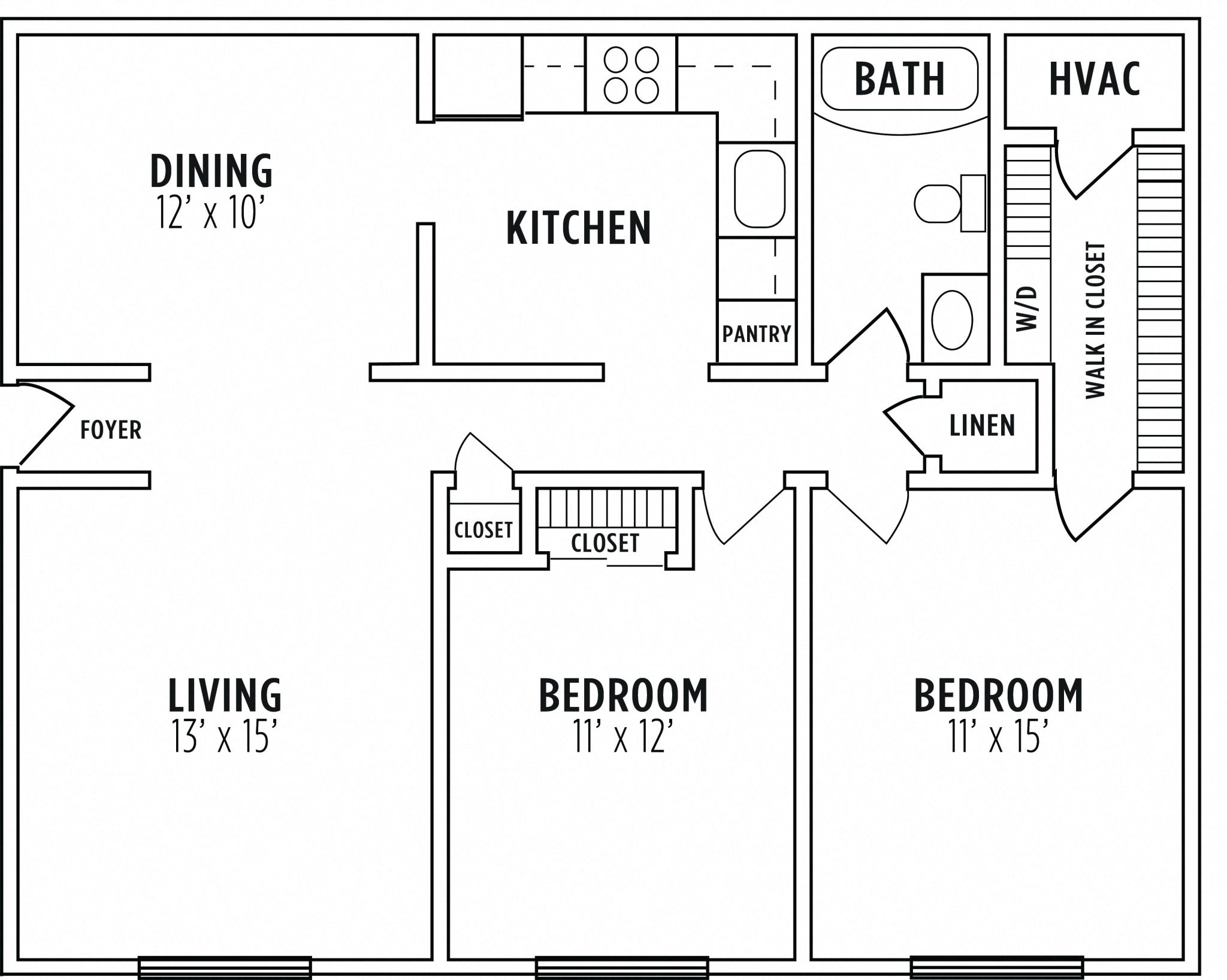 2 bedroom floor plan at Madison Rockwood, Ballwin