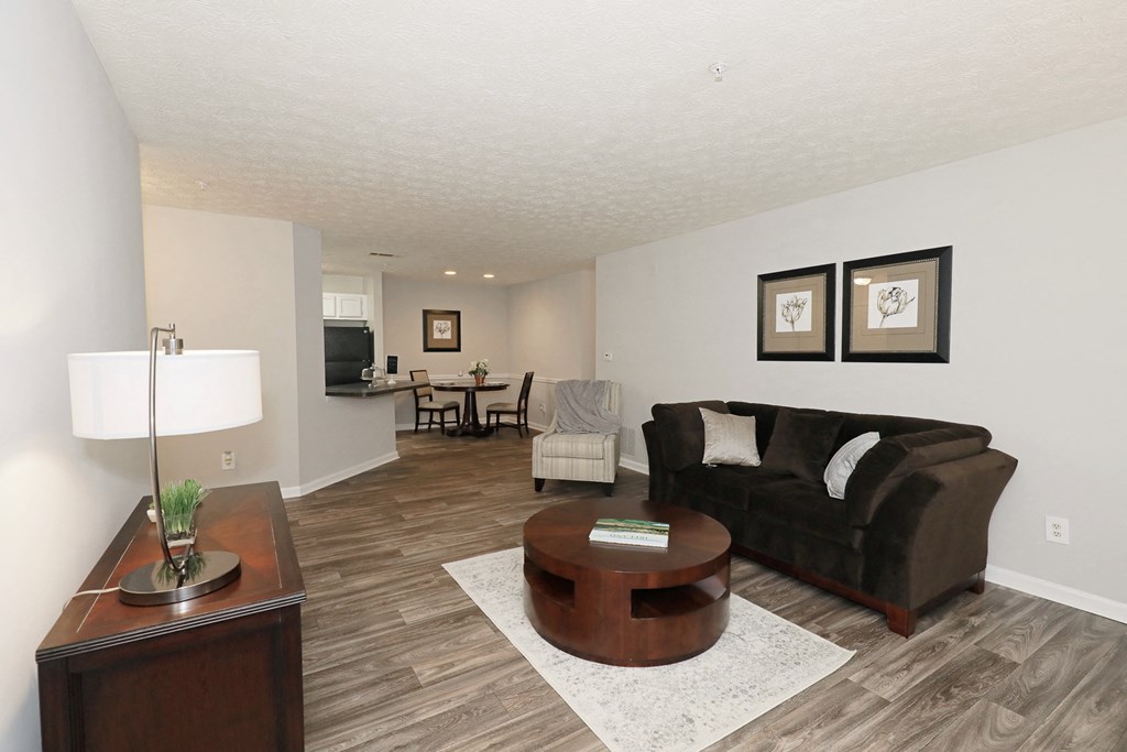 a living room with a couch and a coffee table