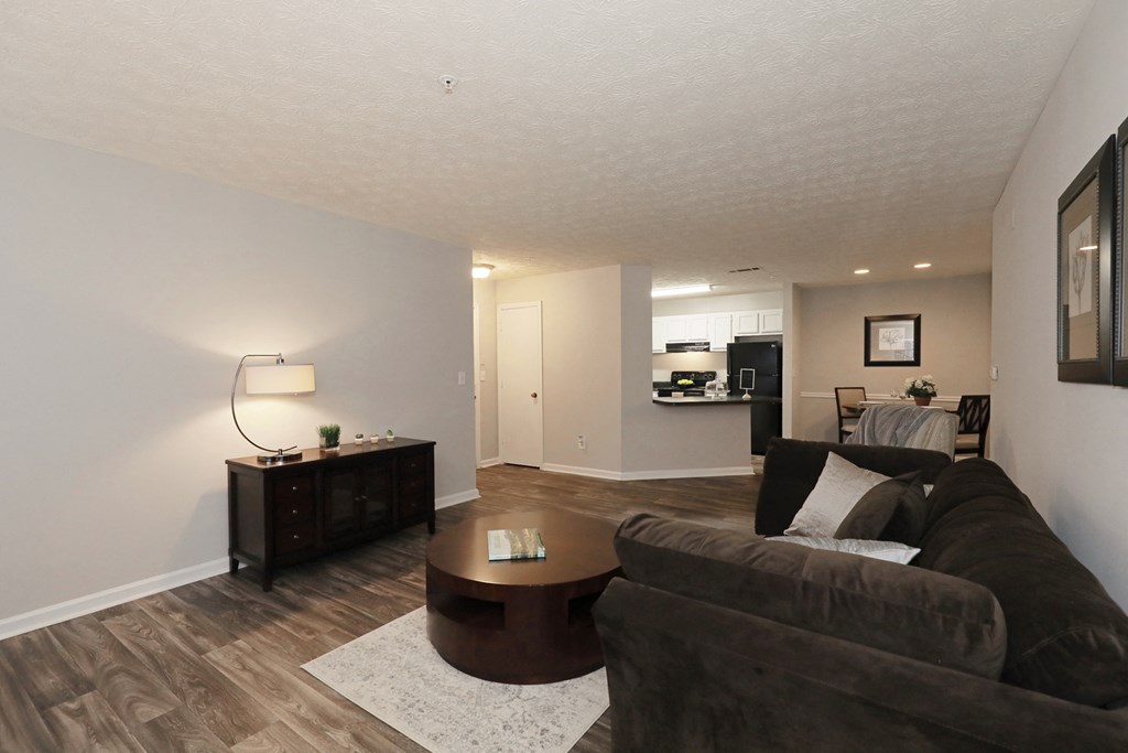 a living room with a couch and a coffee table