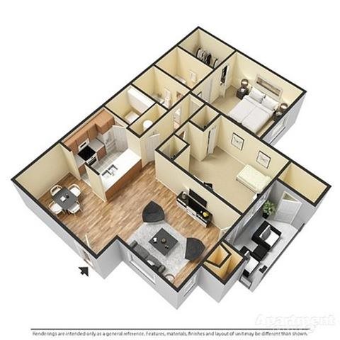 2 Bedroom, 2 Bathrooms Floor Plan 4