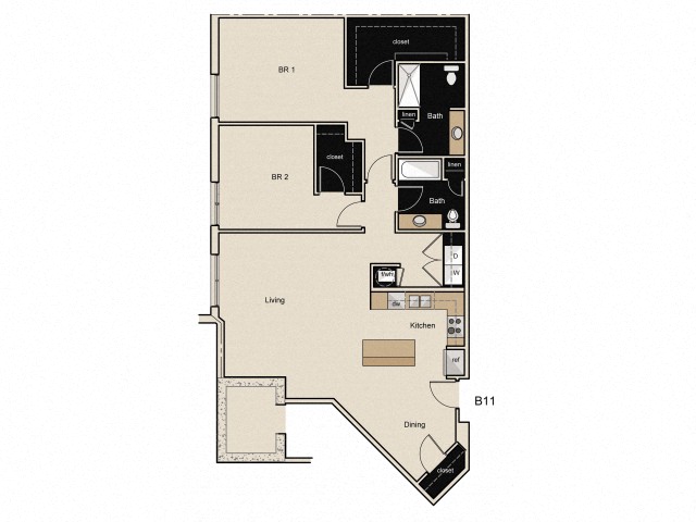 B11 Floor Plan at The Residences at Thornwood, Germantown, TN, 38138