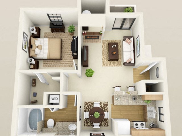 One Bed one Bath Floor Plan Sunrise Condos Las Vegas Nevada