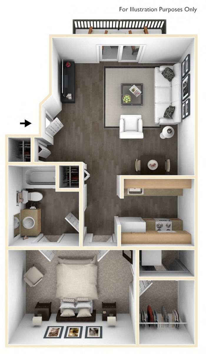 Revere Ridge Apartments_Spokane Valley WA_Floor Plan_One Bedroom One Bathroom A