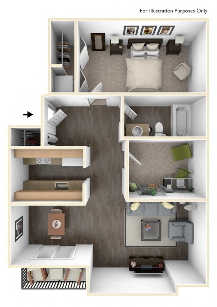 Revere Ridge Apartments_Spokane Valley WA_Floor Plan_One Bedroom One Bathroom D
