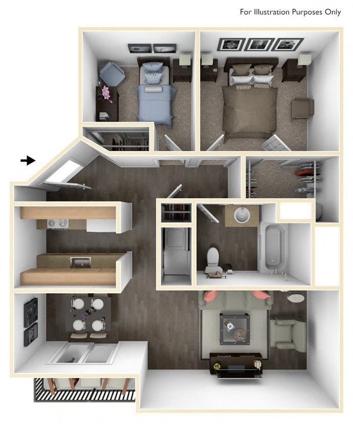 Revere Ridge Apartments_Spokane Valley WA_Floor Plan_Two Bedroom One Bathroom C