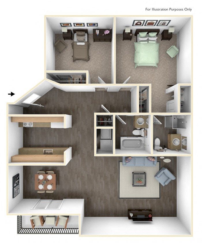 Revere Ridge Apartments_Spokane Valley WA_Floor Plan_Two Bedroom Two Bathroom C