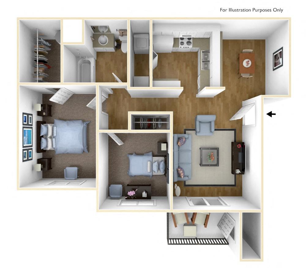 Spokane Valley, WA Farr Court Apartments 2 bedroom 1 bath