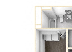 One-Bedroom Floor Plan One-Bedroom Floor Plan at Skyline Tower Apartments, Fort Wayne