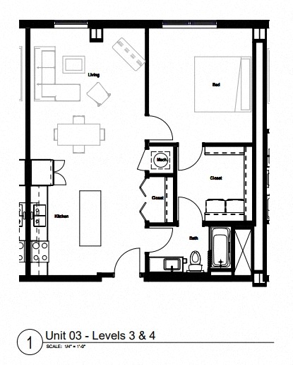 One Bed Floor Plan at Skyline Tower Apartments, Fort Wayne, IN, 46802