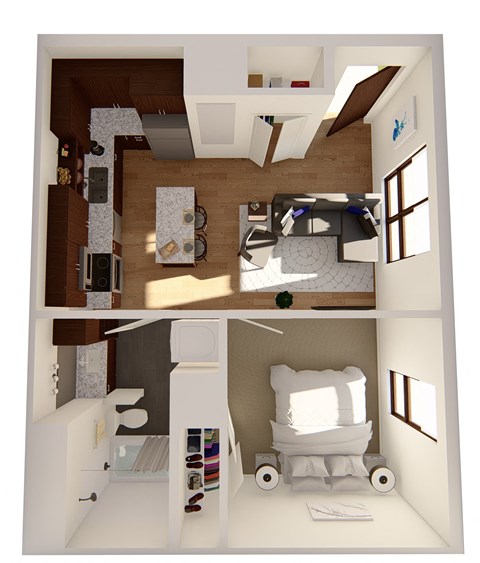 Fulton Floor Plan at RoCo Apartments, Fargo, ND 58102