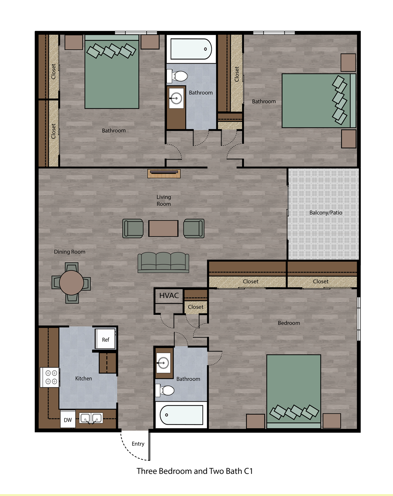 Three Bedroom Two Bath