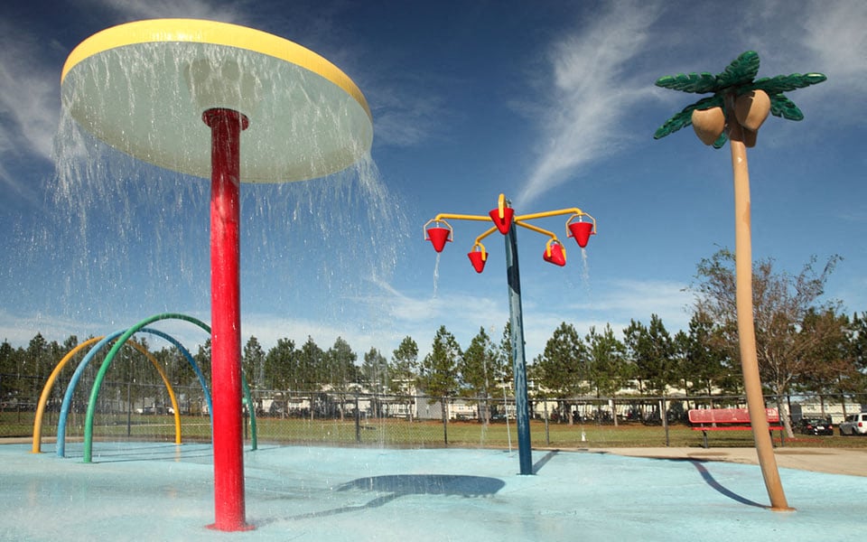 a water fountain at a childrens park