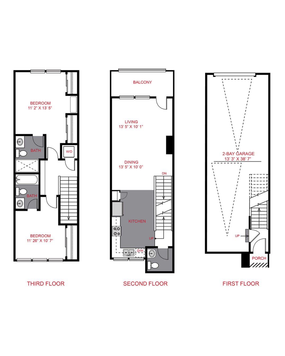 2 Bed / 2.5 Bath (1070 sf)