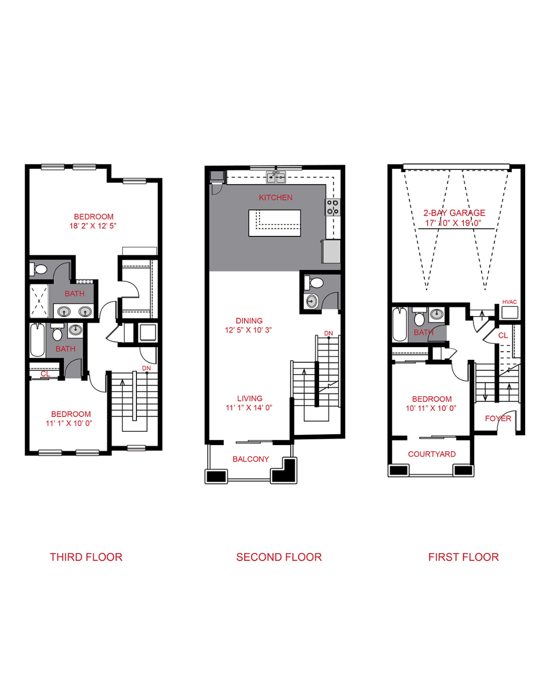 3 Bed / 3.5 Bath (1595 sf)