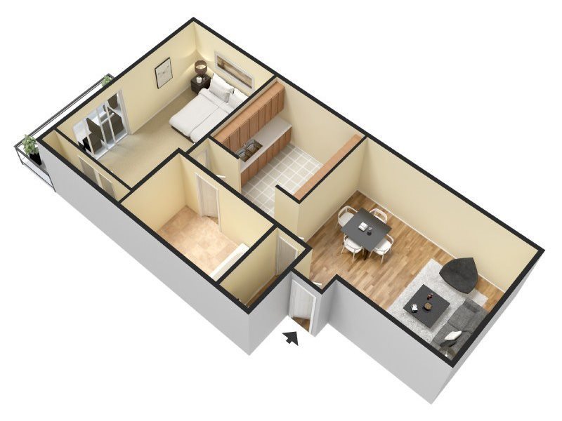 1 Bed/1 Bath - Small Floor Plan 1