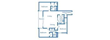 3 bedroom 2 bathroom floor plan at The Van Buren Apartments in Tucson, AZ