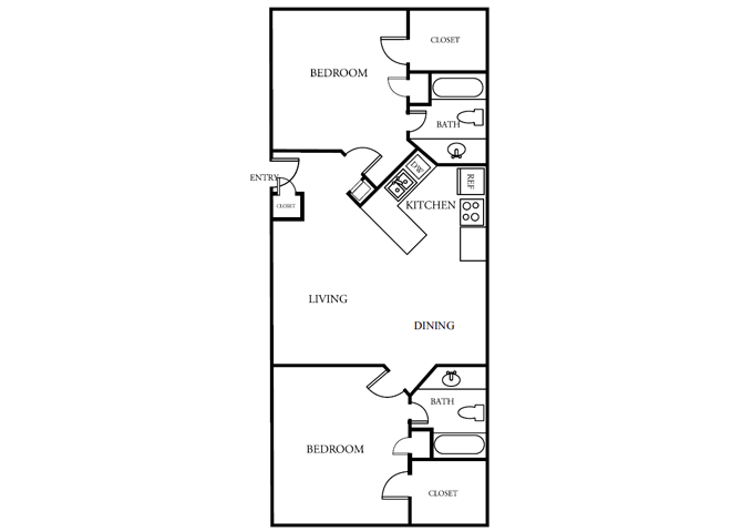 The Gardens Apartments| B2 Floor Plan 2 Bedroom 2 Bath