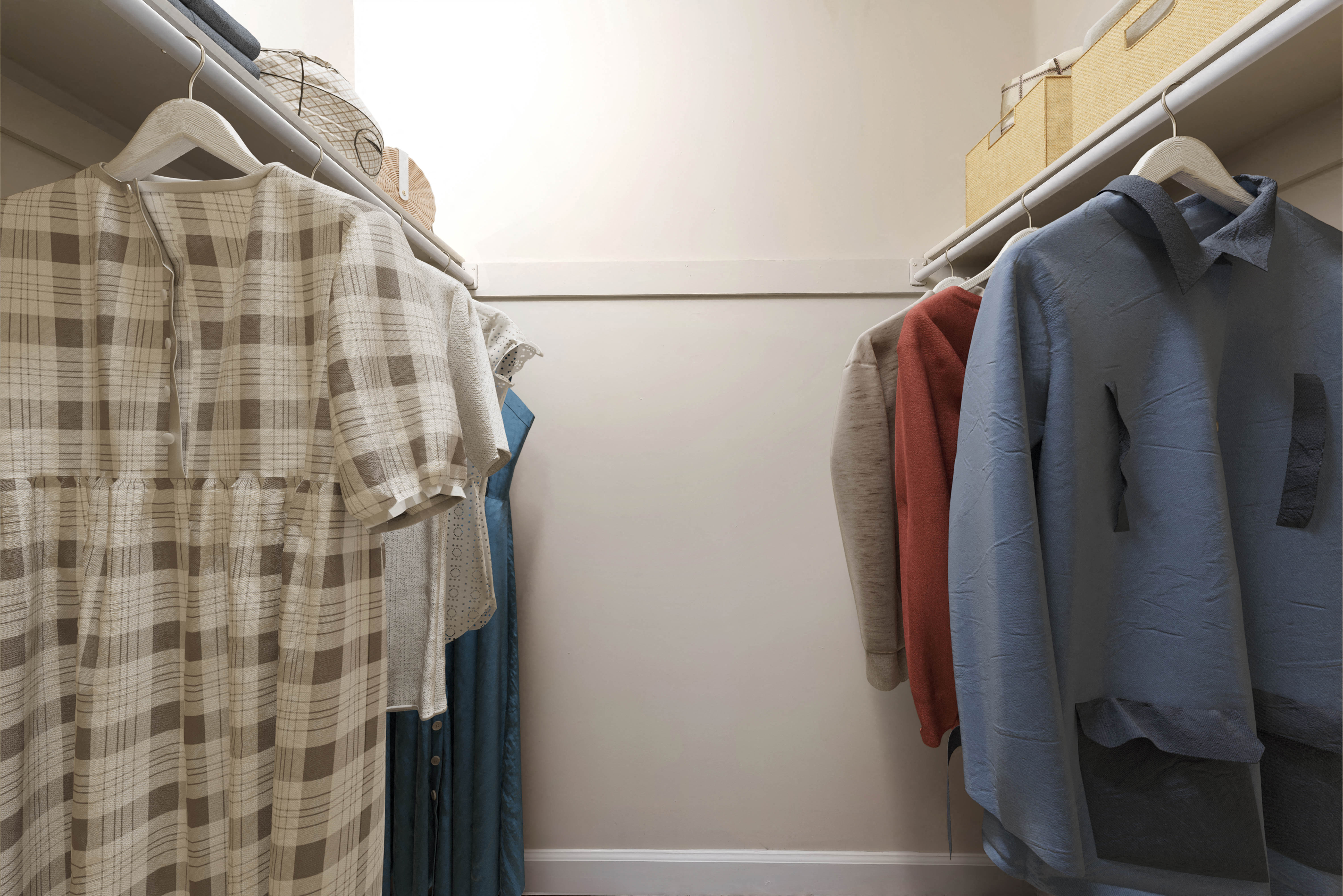 Middletowne closet hanging sweatshirts