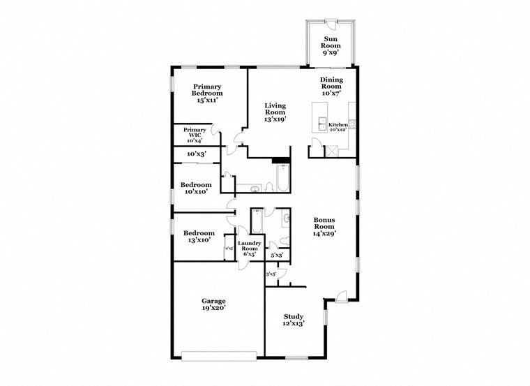 floor plan of the second level of the house with garage and terrace
