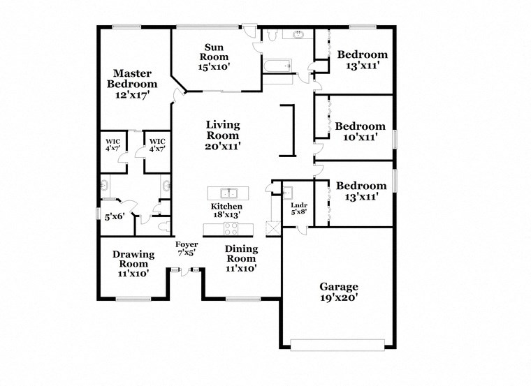 a floor plan of a house with two bedrooms and a living room and a bedroom