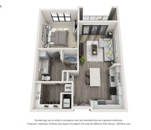 Addison One Bed One Bath Floor Plan Addison One Bed One Bath Floor Plan at Mayfaire Flats, Wilmington