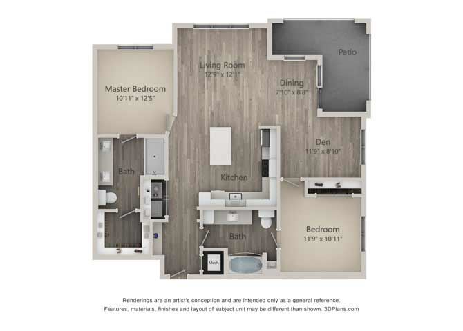 Berkley Two Bed Two Bath Floor Plan Berkley Two Bed Two Bath Floor Plan at Mayfaire Flats, Wilmington, 28405