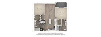 Brewer Two Bed Two Bath Floor Plan at Mayfaire Flats, Wilmington
