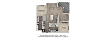 Bedford Two Bed Two Bath Floor Plan at Mayfaire Flats, North Carolina