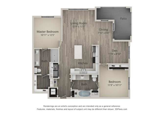 Bedford Two Bed Two Bath Floor Plan Bedford Two Bed Two Bath Floor Plan at Mayfaire Flats, North Carolina