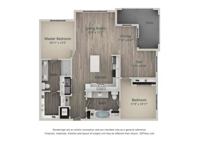 Berwick Two Bed Two Bath Floor Plan Berwick Two Bed Two Bath Floor Plan at Mayfaire Flats, Wilmington, NC, 28405