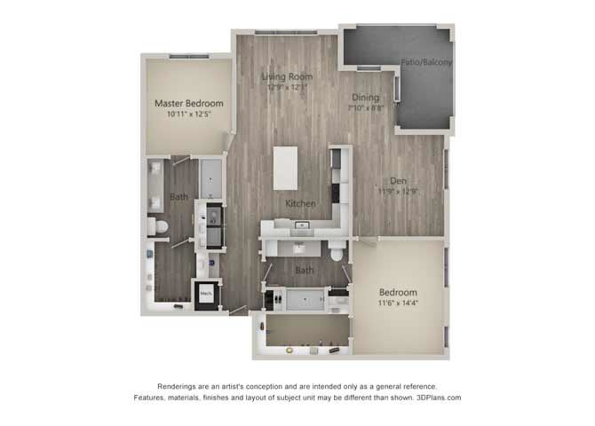 Britannia Two Bed Two Bath Floor Plan Britannia Two Bed Two Bath Floor Plan at Mayfaire Flats, North Carolina, 28405