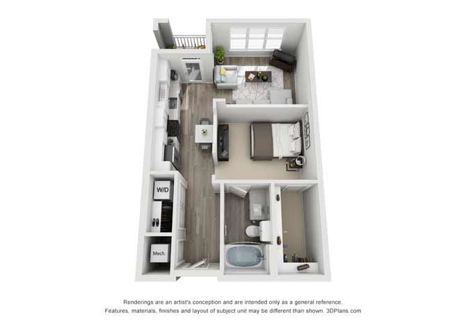 Susex Studio Floor Plan Susex Studio Floor Plan at Mayfaire Flats, Wilmington, NC, 28405