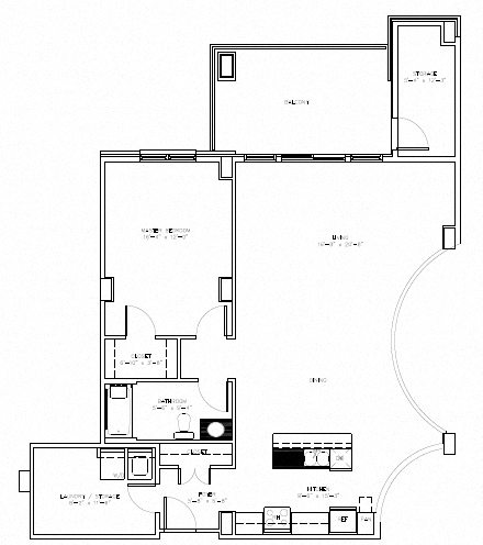 Floor plan of a 1 bed, 1 bath apartment at Amesbury Gate in Bedford, NS