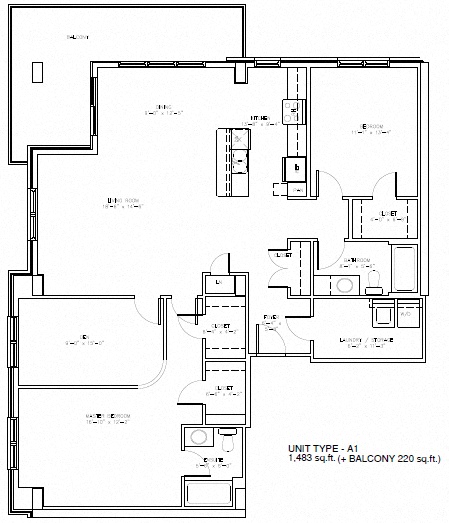 Floor plan of a 2 bed, 2 bath apartment at Amesbury Gate in Bedford, NS