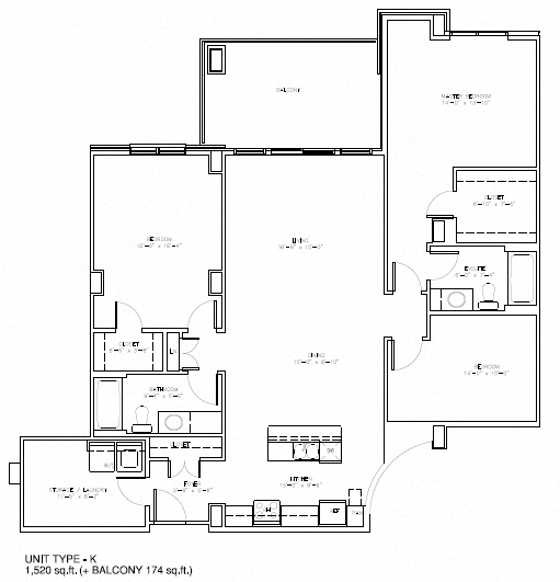 Floor plan of a 2 bed, 2 bath apartment at Amesbury Gate in Bedford, NS