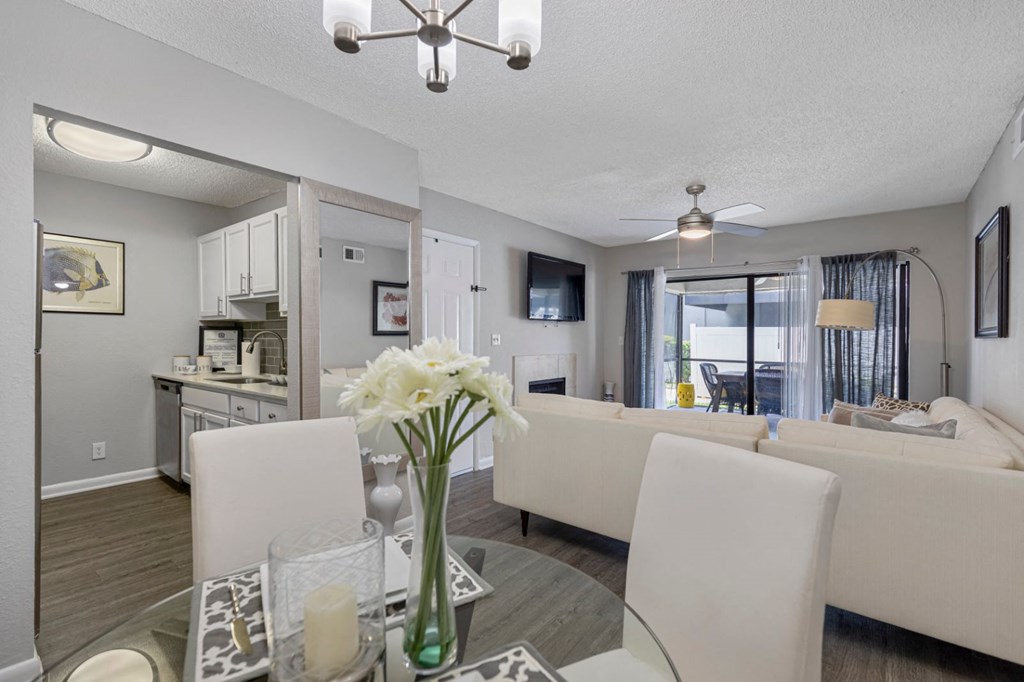 our apartments offer a living room dining room and kitchen