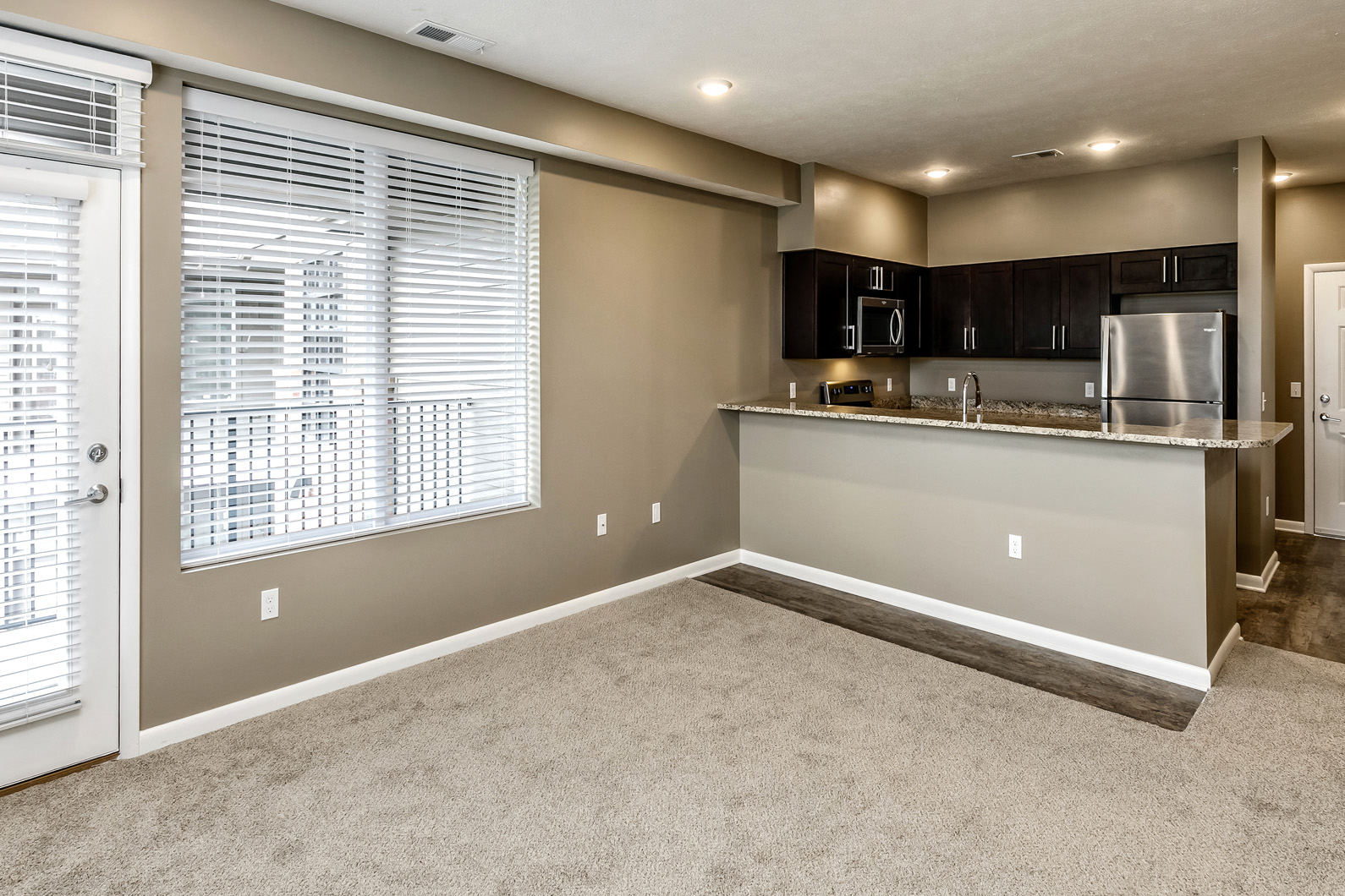 Carpeted Living room  at The Apartments at Lux 96 in Papillion, NE