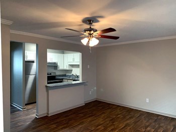 upgraded apartment with hardwood-style flooring and modern ceiling fan - Photo Gallery 3