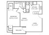 One bedroom one bathroom A1 floorplan at Waterstone at Wellington Apartments in Wellington, FL