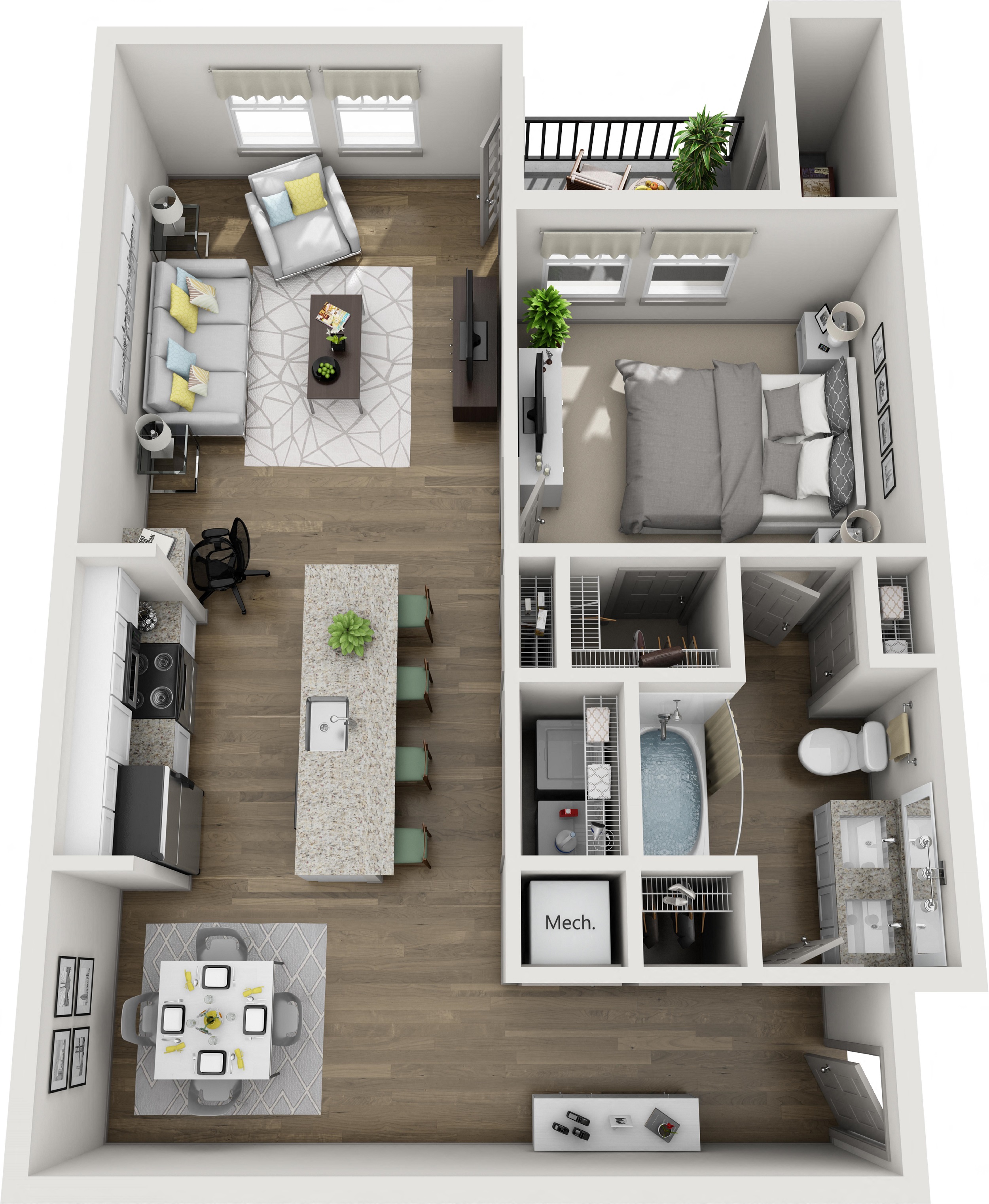 Parkstone at Knightdale One Bedroom Floor Plan